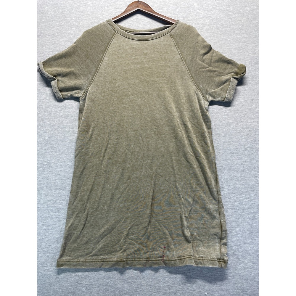 Forever 21 T Shirt Dress Womens L Olive Green French Terry Lined Raglan Sleeves